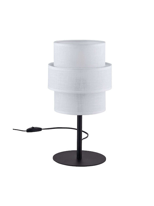 TK Lighting Calisto Table Lamp for Socket E27 with White Shade and Black Base