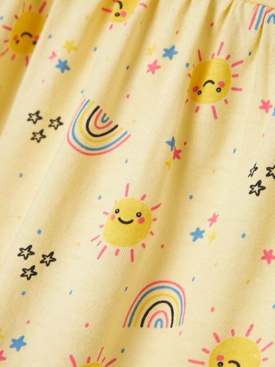 Kinderstoff-Latzhose Regenbogen und Sonnengelb