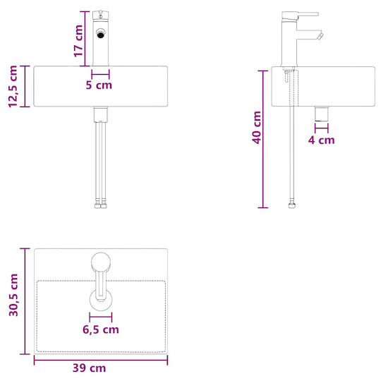 vidaXL Πάγκος με Νιπτήρα Μ40xΒ41xΥ39cm Καφέ