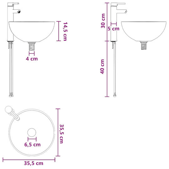 vidaXL Плот с Мивка М40xШ41xВ40.5cm Бял