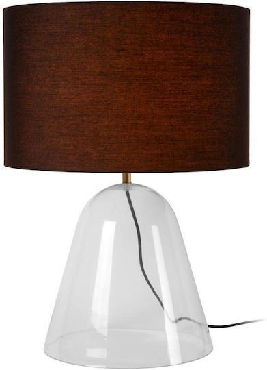 Lucide Lightning Campana Γυάλινο Πορτατίφ για Ντουί E27 με Καφέ Καπέλο και Διάφανη Βάση
