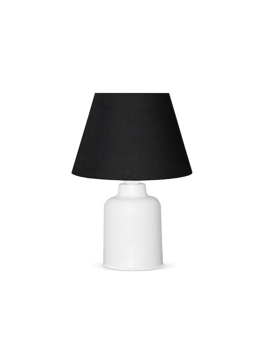 GloboStar Plastic Table Lamp for Socket E27 with Black Shade and White Base