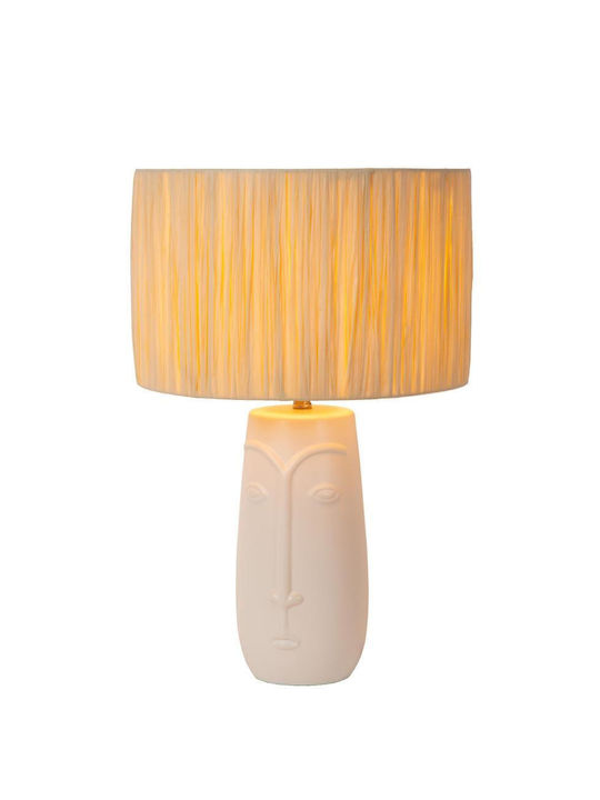 Lucide Lightning Viso Πορτατίφ για Ντουί E27 LED με Μπεζ Καπέλο και Λευκή Βάση