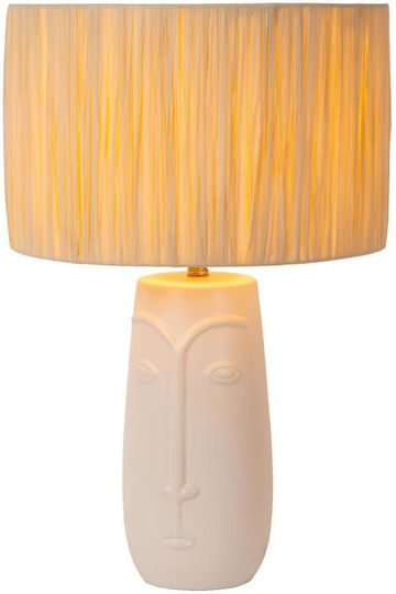 Lucide Lightning Viso Πορτατίφ για Ντουί E27 LED με Μπεζ Καπέλο και Λευκή Βάση