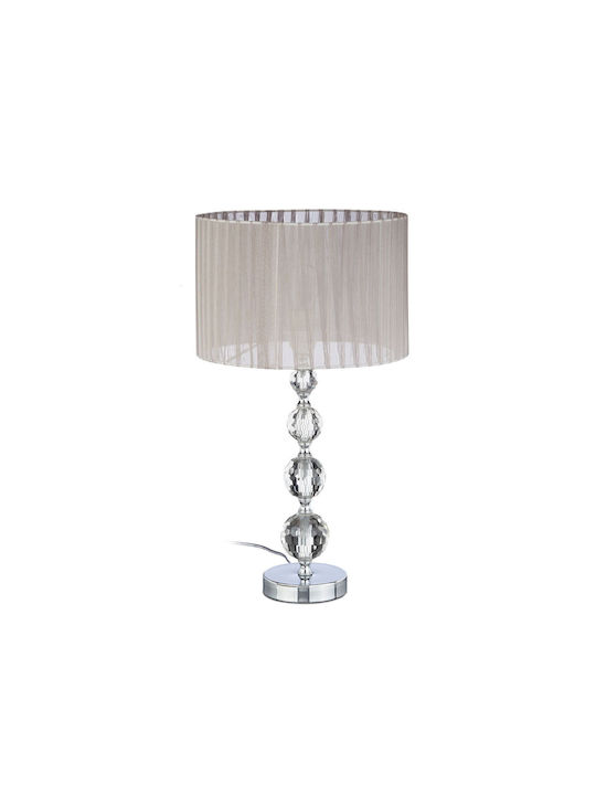 Relaxdays Cristal Lampă de masă pentru Soclu E27 cu Abajur Argintiu și Bază
