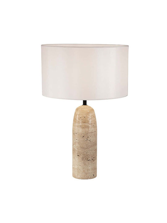 Zambelis Lights Table Lamp for Socket E27 with White Shade and Beige Base
