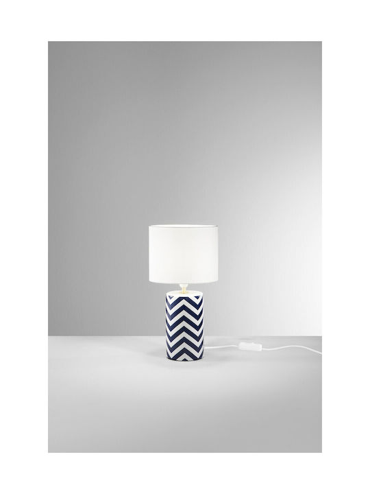 Fan Europe Zeno Ceramic Vintage Table Lamp with White Shade and Blue Base