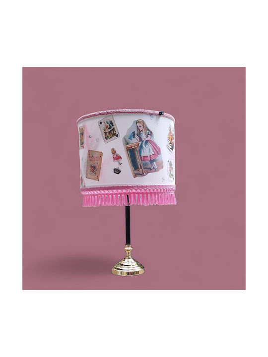Oxygen Alice In Wonderland Table Lamp for E27 Socket with Pink Shade and Base