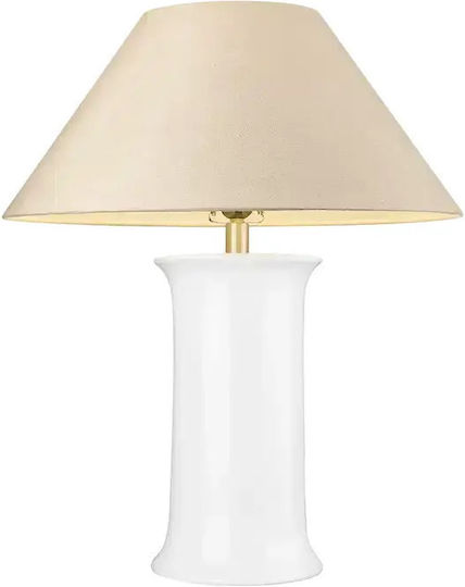 COSMOLight Κεραμικό Πορτατίφ για Ντουί E27 με Λευκό Καπέλο και Βάση