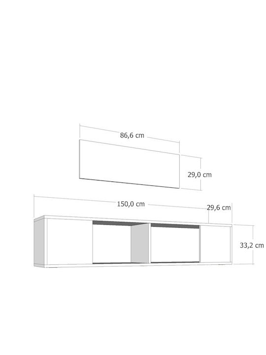SteweHome TV-Ständer Grau M150xT30xH33cm