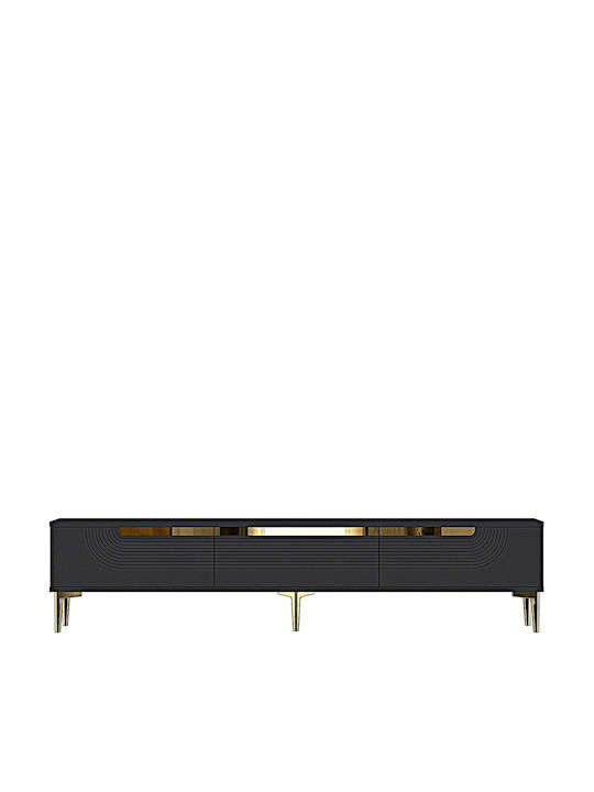 TV Stand Made of Wood and Glass Gold M180xD30xH41cm