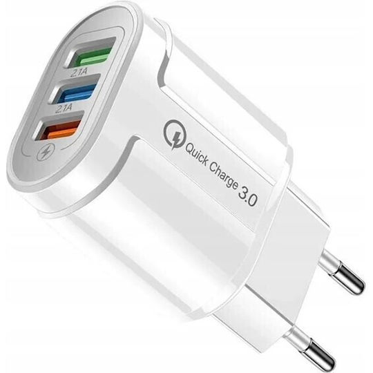 Alista Home Incarcator Fara Cablu cu 3 Porturi USB-A 18W Quick Charge 3.0 Alb (161522)