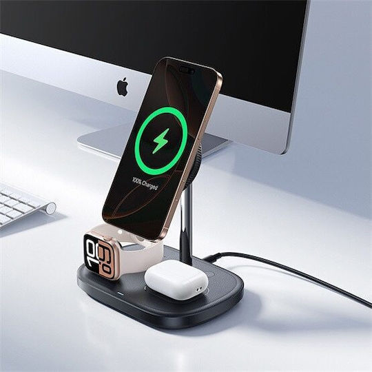 Baseus Încărcător Wireless Qi2 și Cablu USB-C 45W Negru (Enerfill FS41)
