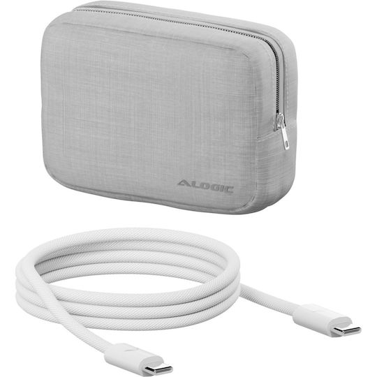 Alogic GaN Charger With USB-A Port And 2 USB-C Ports And USB-C - USB-C Cable 100W White Rapid Power