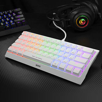 Marvo 61R Гейминг Механична Клавиатура 60% с Custom Red Суичове и RGB Осветление (Английски US) Бяла
