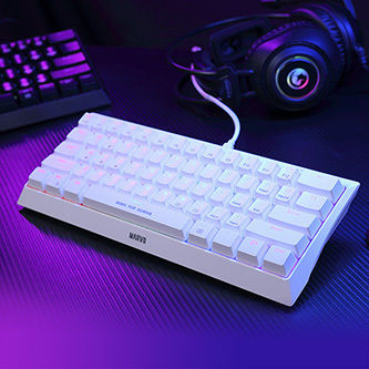 Marvo 61R Гейминг Механична Клавиатура 60% с Custom Red Суичове и RGB Осветление (Английски US) Бяла