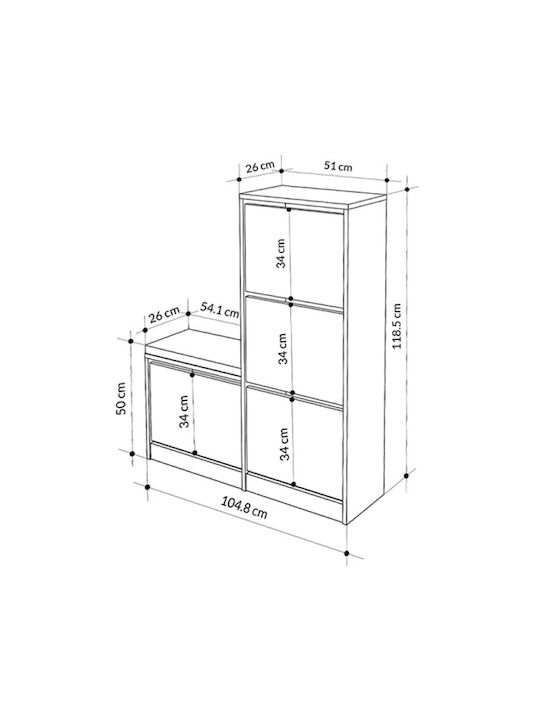 Holz Schuhorganisator Dude 104.8x26x118.5cm