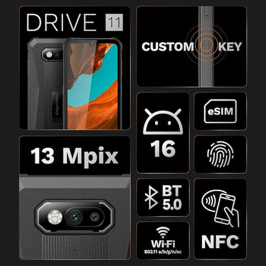 Kruger & Matz DRIVE 11 Single SIM (4/64GB) Smartphone Rezistent Negru
