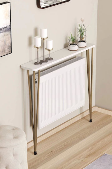 Consolă Metalică Albă Și Aurie L80xL18xÎ86cm