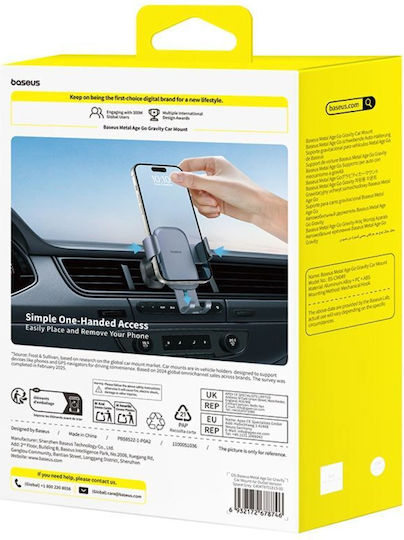 Baseus Car Mobile Mount with Adjustable Hooks Grey