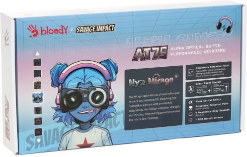 A4Tech Bloody A75 Gaming Tastatură Mecanică 75% cu Comutatoare Alpha Optical și Taste Iluminate (Engleză SUA) Multicolor