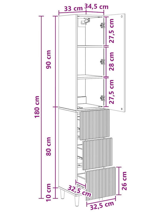 vidaXL Shower Column Without Mixer 33cm White