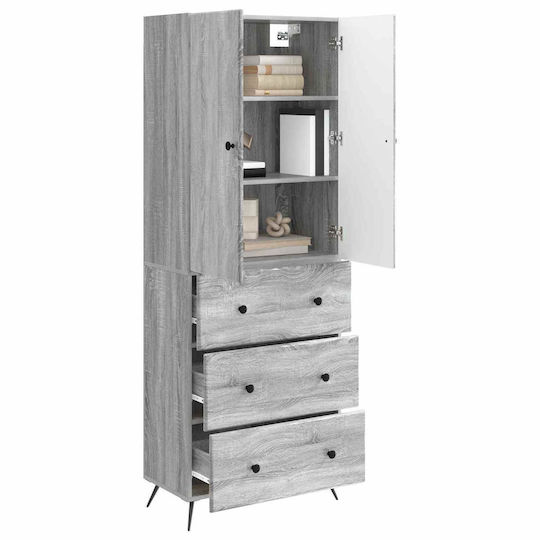 vidaXL Bathroom Column Cabinet Wall Hung M66xD34.5xH90cm Sonoma