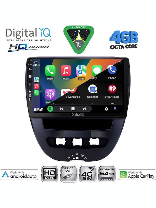Digital IQ Car Audio System for Toyota Aygo 2005-2014 (Bluetooth/USB/WiFi/GPS/Apple CarPlay/Android Auto) with 10" Touch Screen