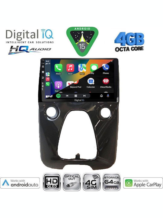 Digital IQ Car Audio System for Toyota Aygo 2014-2022 with A/C Bluetooth USB WiFi GPS Apple CarPlay Android Auto with 10" Touch Screen