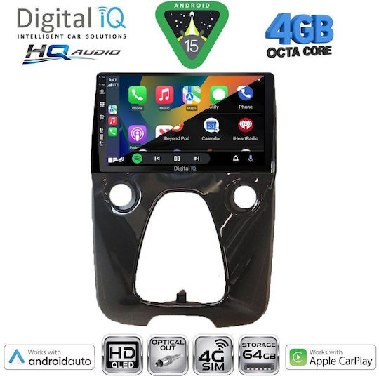 Digital IQ Car Audio System for Toyota Aygo 2014-2022 with A/C Bluetooth USB WiFi GPS Apple CarPlay Android Auto with 10" Touch Screen