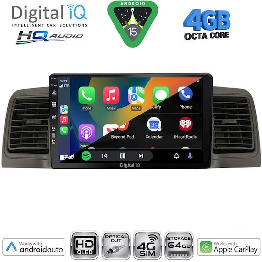 Digital IQ Car Audio System for Toyota Corolla 2001-2006 Bluetooth USB WiFi GPS Apple CarPlay Android Auto with 9" Touch Screen