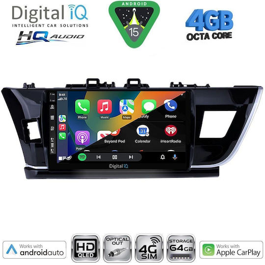 Digital IQ Ηχοσύστημα Αυτοκινήτου για Toyota Corolla 2013-2016 (Bluetooth/USB/WiFi/GPS/Apple-Carplay/Android-Auto) με Οθόνη Αφής 10"