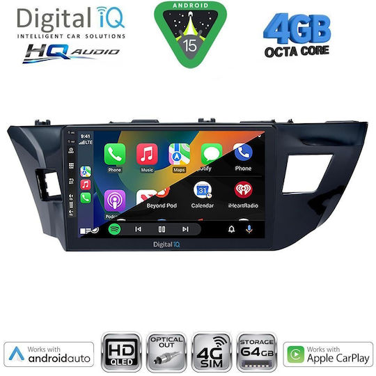 Digital IQ Ηχοσύστημα Αυτοκινήτου για Toyota Corolla 2013-2016 (Bluetooth/USB/WiFi/GPS/Apple-Carplay/Android-Auto) με Οθόνη Αφής 10"
