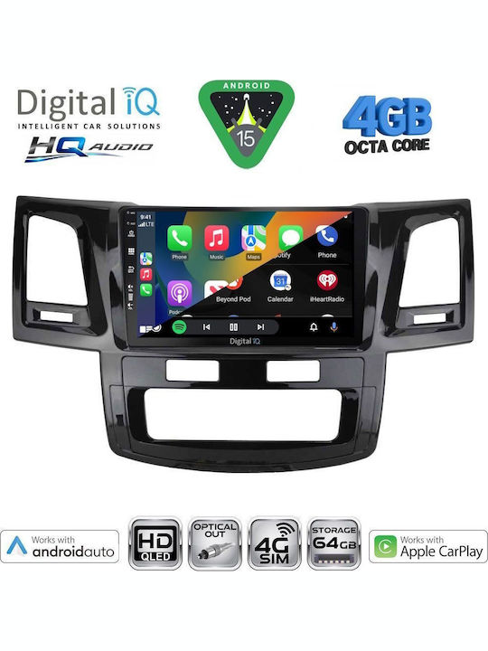 Digital IQ Car Audio System for Toyota Hilux 2005-2016 with A/C Bluetooth USB WiFi GPS Apple CarPlay Android Auto with 9" Touch Screen
