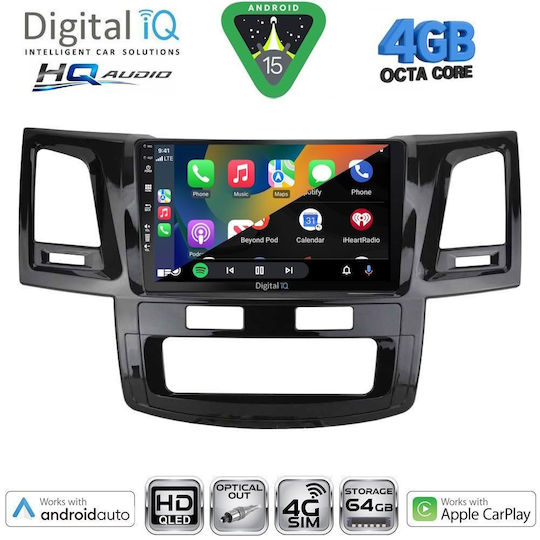 Digital IQ Ηχοσύστημα Αυτοκινήτου για Toyota Hilux 2005-2016 με A/C (Bluetooth/USB/WiFi/GPS/Apple-Carplay/Android-Auto) με Οθόνη Αφής 9"