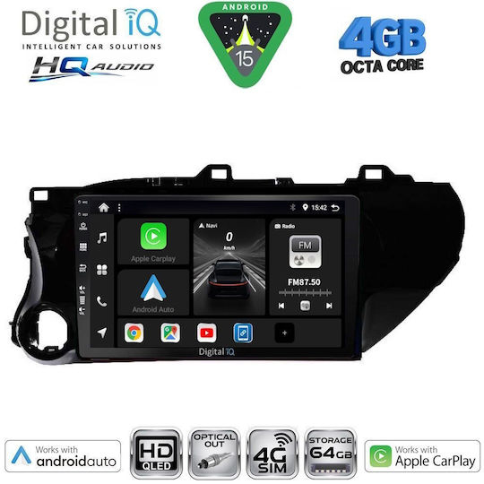 Digital IQ Ηχοσύστημα Αυτοκινήτου για Toyota Hilux 2005-2016 με A/C (Bluetooth/USB/WiFi/GPS/Apple-Carplay/Android-Auto) με Οθόνη Αφής 9"