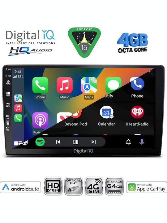 Digital IQ Car Audio System for Toyota Hilux 2005-2016 with A/C Bluetooth USB WiFi GPS Apple CarPlay Android Auto with 9" Touch Screen