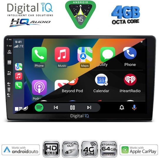 Digital IQ Ηχοσύστημα Αυτοκινήτου για Toyota Hilux 2005-2016 με A/C (Bluetooth/USB/WiFi/GPS/Apple-Carplay/Android-Auto) με Οθόνη Αφής 9"