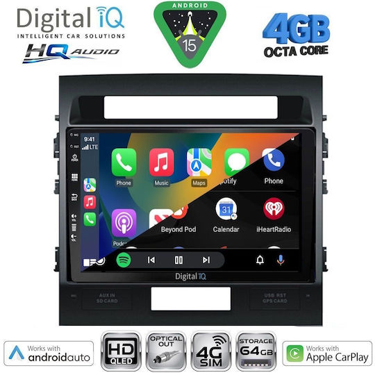 Digital IQ Car Audio System for Toyota Land Cruiser 2008-2015 Bluetooth USB WiFi GPS Apple CarPlay Android Auto with 10" Touch Screen