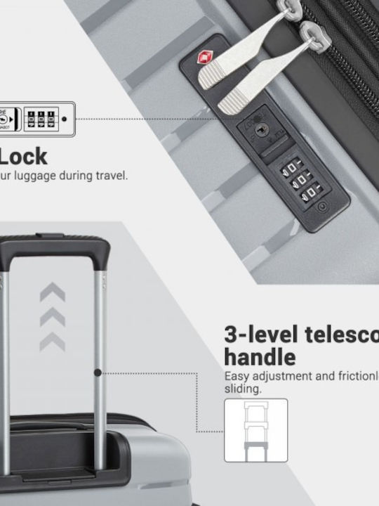 Miss Lulu Large Hard Travel Suitcase Grey Height 75cm