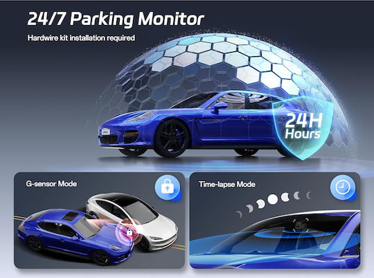 Pelsee P1 Pro Set Cameră DVR Auto 4K cu Ecran 3.39" Wi-Fi GPS și Cameră Marșarier
