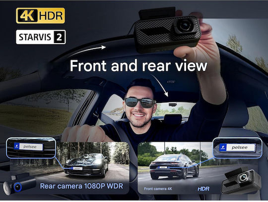 Pelsee P1 Pro Set Cameră DVR Auto 4K cu Ecran 3.39" Wi-Fi GPS și Cameră Marșarier
