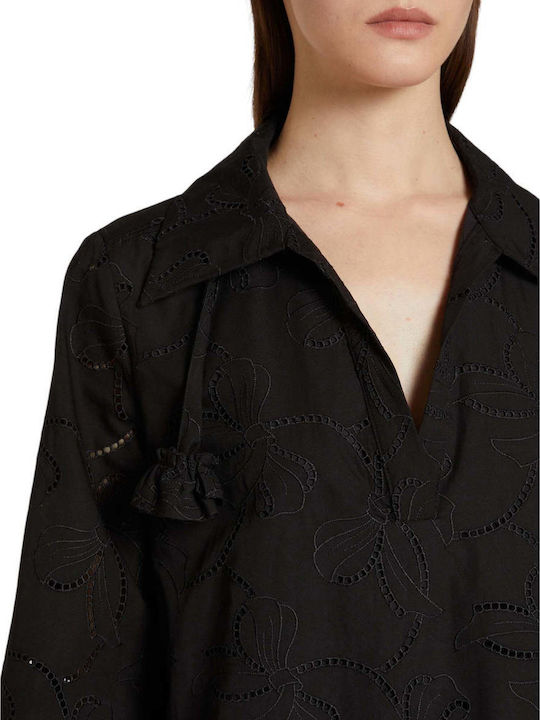 Summer Mini Shirt Dress Black