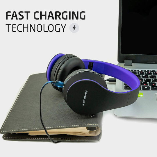 PowerLocus Căști Audio Wireless Cu Fir Over Ear Cu Radio Cu 15 Ore Autonomie Violet