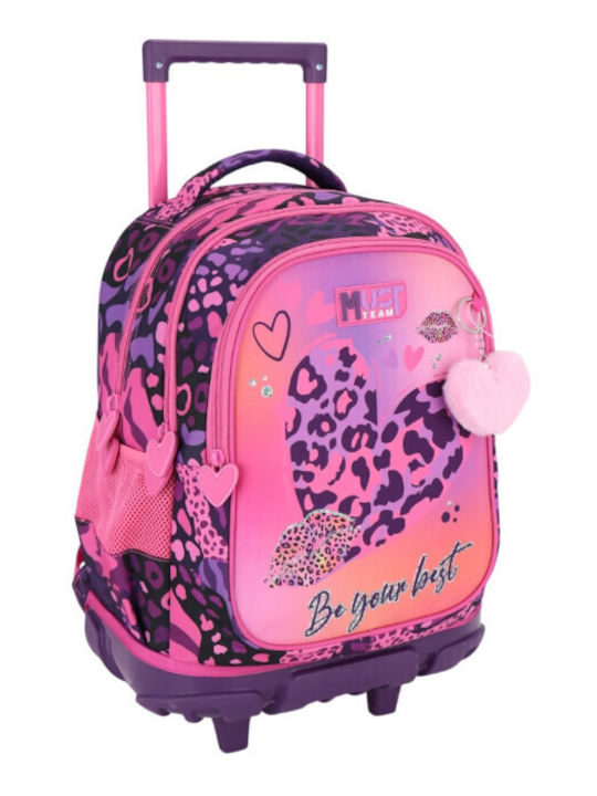 Must Team School Trolley Bag for Elementary with Water Bottle Holder Multicolour 30lt 34 x 20 x 44cm