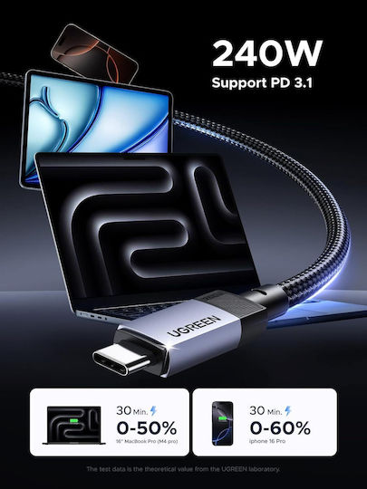 Ugreen Cablu video USB 3.1 USB-C tată - USB-C 100W PD Negru 1m 35767