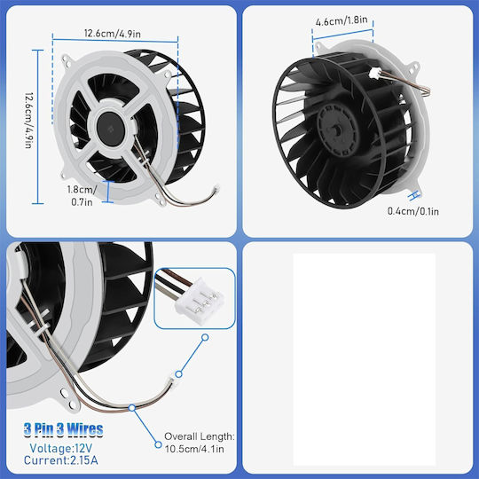 Console Cpu Cooling Fan Sony Playstation 5 Ps5 Disc Edition Cfi-1000a Cfi-1015a Cfi-1100a Cfi-1115a Digital Edition Cfi-1000b Cfi-1015b Cfi-1100b Cfi-1115b Lyp1240hgg4e 12v 2.5a 3pin 23 Blades Code 81759