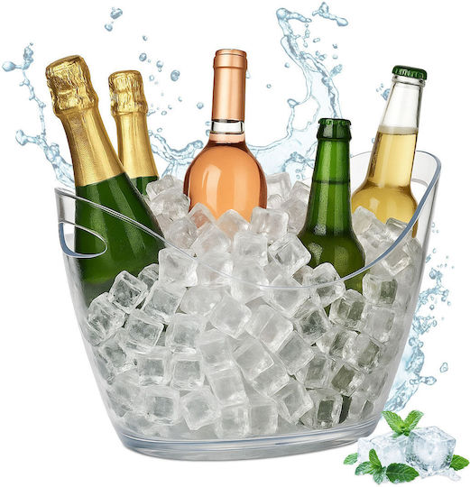 Relaxdays Champagners Simple Din Plastic Transparent 6lt Cu Dimensiuni 25.5x34.5x26cm