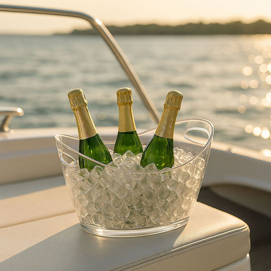 Relaxdays Champagners Simple Din Plastic Transparent 6lt Cu Dimensiuni 25.5x34.5x26cm