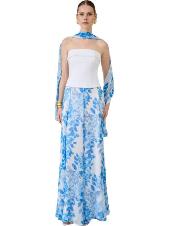 Maxi Skirt Floral Light Blue